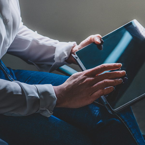 person using tablet