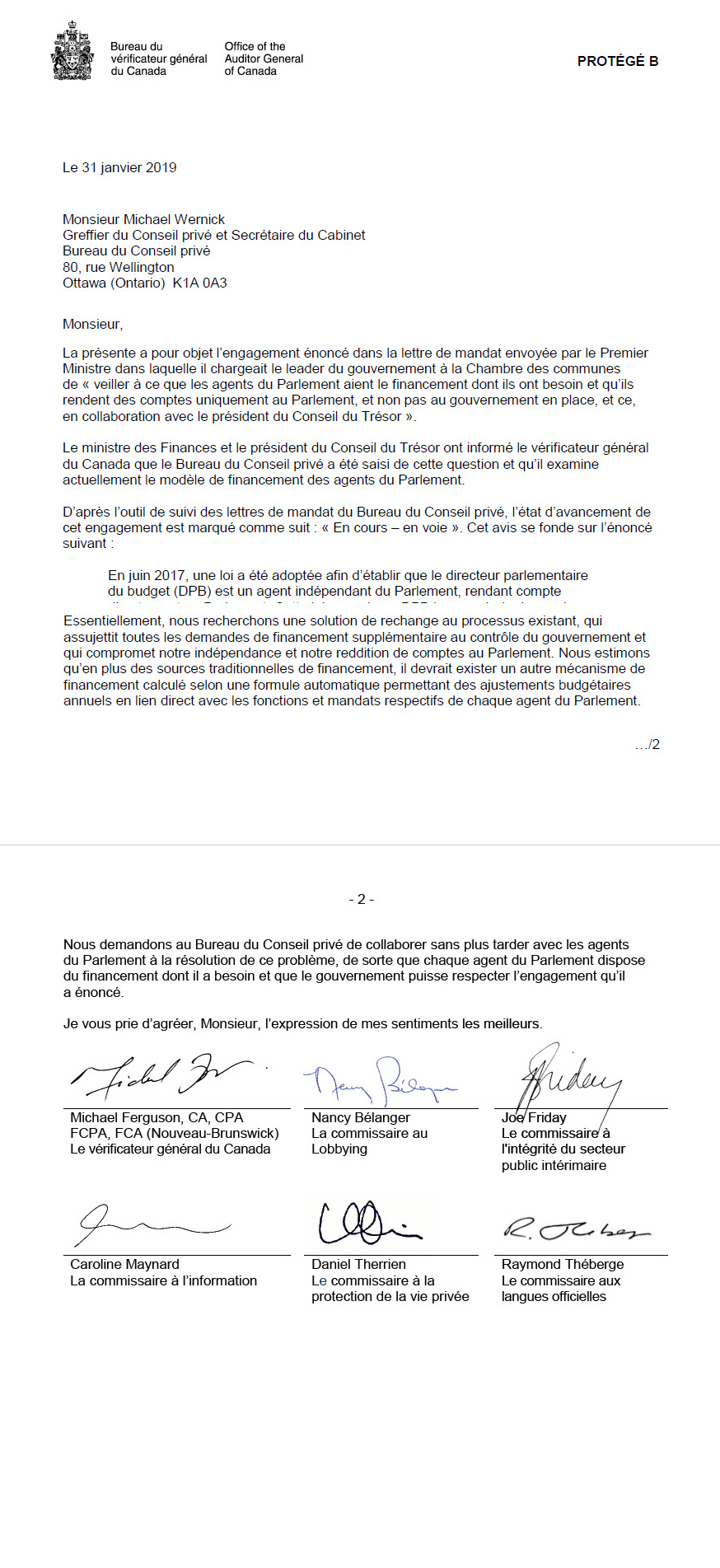 Lettre au BCP - Financement